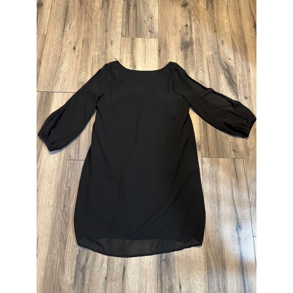 Lulus Black Shifting Dears V-Neck Long Sleeve Shift Dress Size S - Picture 7 of 9